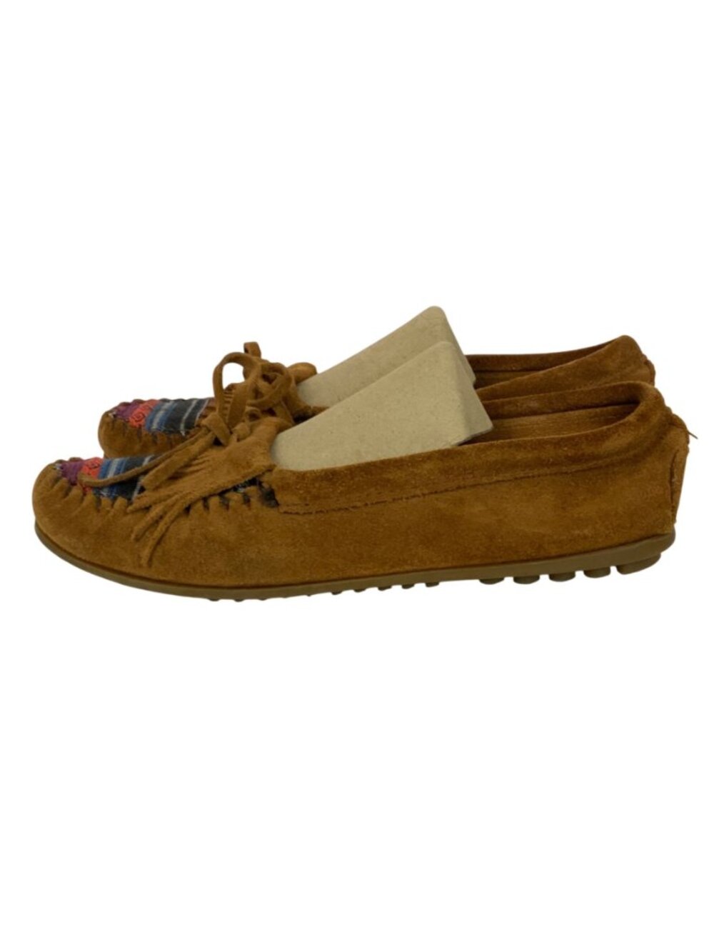 Minnetonka Womens Driving Moccasin Suede Size 9 Brown With Multicolor Accents - Picture 2 of 9